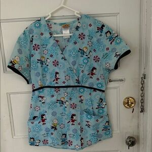 Women's SNOOPY Cartoon Print Scrub Top